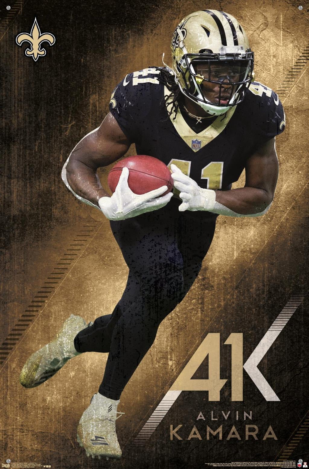 NFL New Orleans Saints - AlVin Kamara 19 Wall Poster with Push Pins, 22.375" x 34"