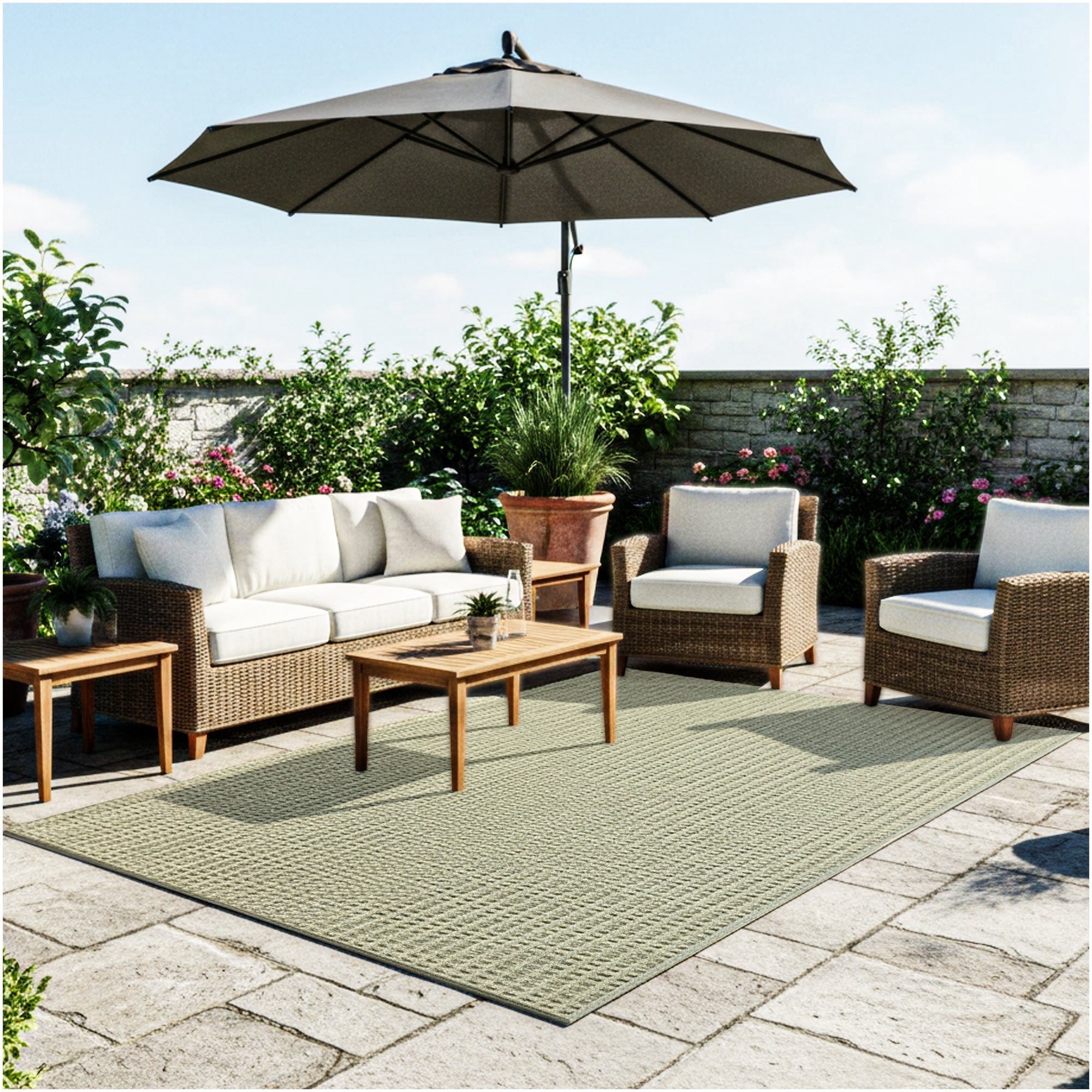Koeckritz Rugs Interlace Indoor/Outdoor Olive Area Rug, 2' x 8'