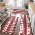 thumbnail image 2 of Red Christmas Knitted Pattern Kitchen Rugs Sets Of 3,Kitchen Runner Rugs Non Skid Washable,Decorative Kitchen Floor Mats for Kitchen,Sink,Laundry,17"x30"+ 17"x47" + 17"x59", 2 of 6