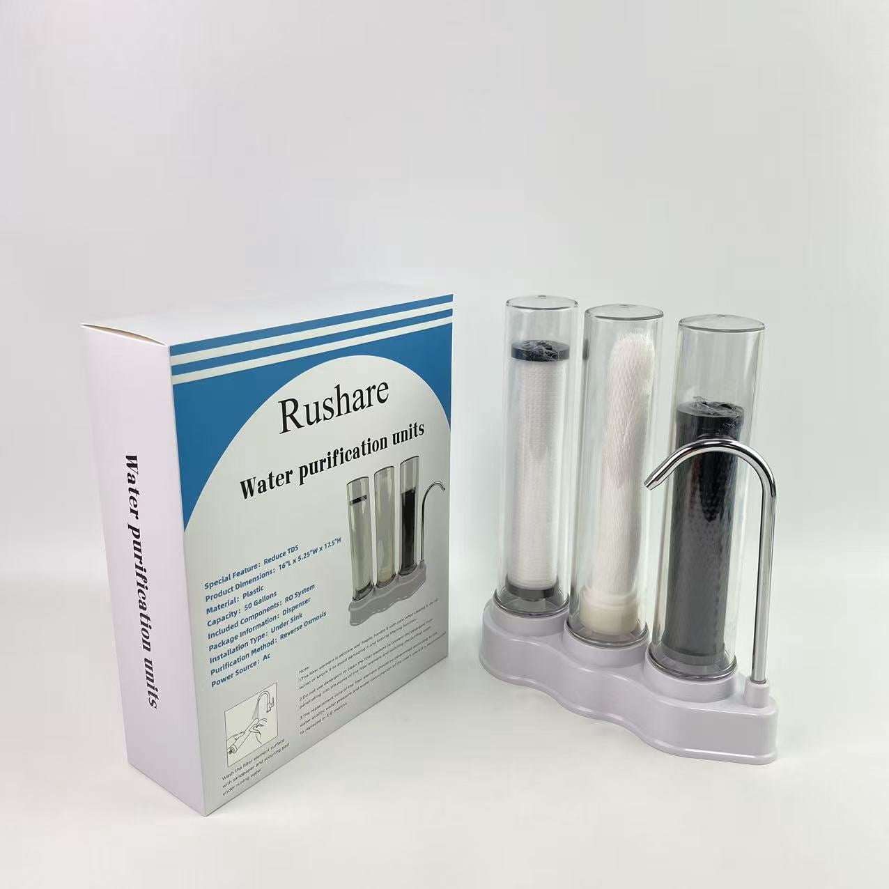 Rushare Water purification units, High Capacity Under Sink 5-Stage Reverse Osmosis Water Filter, Drinking System, Brushed Nickel Faucet