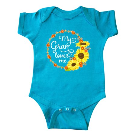 

Inktastic My Gran Loves Me with Sunflower Wreath Gift Baby Boy or Baby Girl Bodysuit