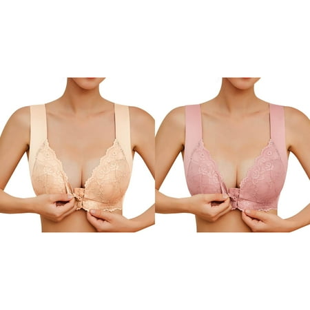 Kcodviy 2 Pcs Womens No Steel Ring Sports Bras Women French Womens Front Close Bras for Women Pack Bra T Back Plus Support Bra Size Seamless Unlined Bra Bras for Plus Size Women for Large Bust