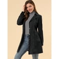 thumbnail image 4 of Chaqueta Vaquera Vaquera Larga Con Cinturón Y Solapa Con Muesca Para Mujer Negro M, 4 of 6