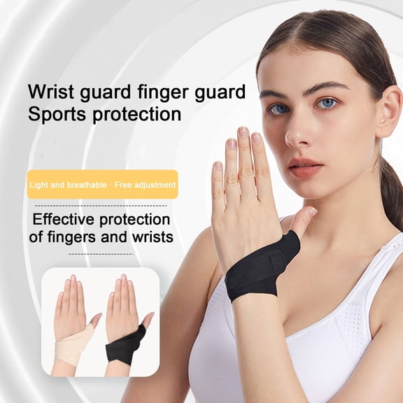 Sioweci Thumb Wrist Brace Compression Sleeve with Fastener Tape Soft Elastic Fabric Thumb Spica Splint Pain Relief Wrist Support Black M