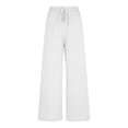thumbnail image 3 of Arlun Womens Wide Leg Flowy Drawstring Palazzo Linen Pants Summer Beach Casual Elastic High Waisted Loose Trousers Soft Lightweight Breathable Leisure Pant White XL, 3 of 4