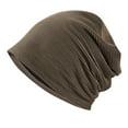 thumbnail image 2 of QLEICOM Womens Winter Hat,Women Solid Color Slouch Beanie with Elastic Ribbed Knit for Comfortable and Fashion Fits Cuffed Hat Fashion for Cool Weather Wear Coffee, 2 of 3