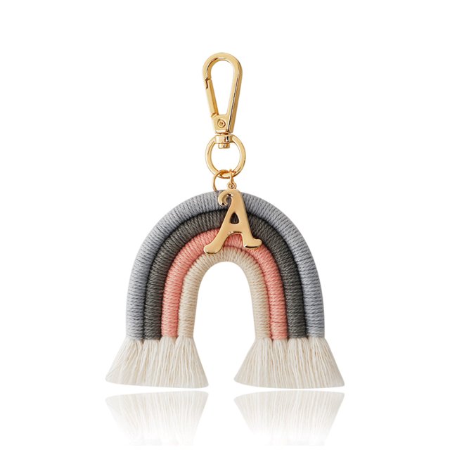 Sonducket LLavero de arcoíris tejido, colgante artesanal, adorno artesanal, mochila, decoración, joyería, bolsa de regalo, colgante Accesorios de disfraces Gris/Colorido Sonducket AP010520-03B