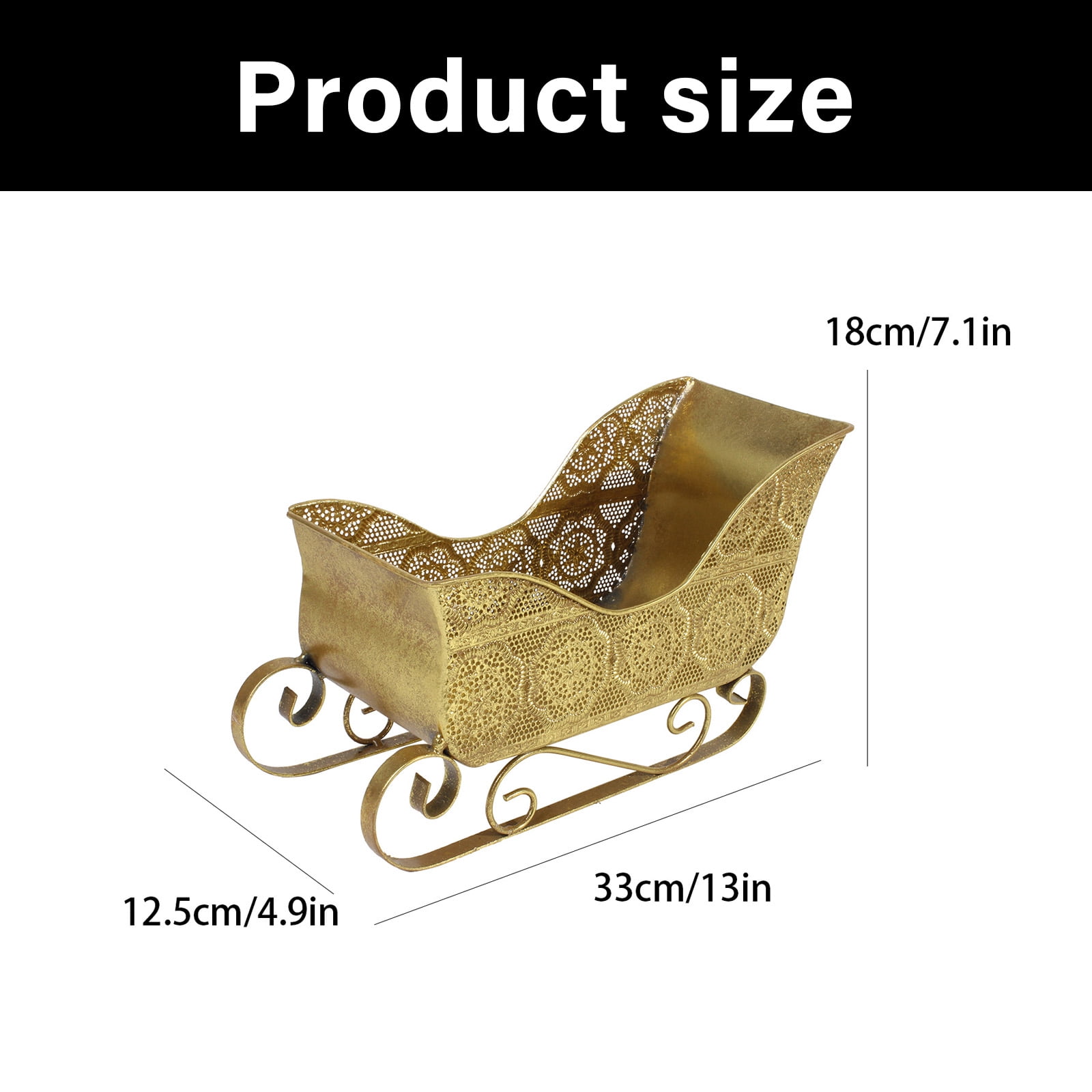 Holiday Sleigh Sculpture Iron Craft Candy Container Sleigh Basket Ornament For Seasonal Mantels Display Christmas Accent