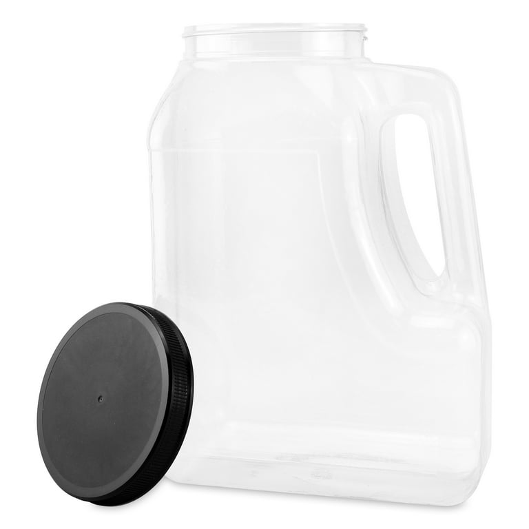 Cornucopia Clear Plastic Gallon Jar with Handle and Airtight Lid (2-Pack) for Bulk Food, Craft Supplies, Paint and Detergent Storage and More