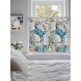 thumbnail image 4 of Tier Curtains 45 Inches Long, Teal Crab Coastal Window Treatment Curtain Drapes, Summer Beach Nautical Starfish Retro Window Half Privacy Curtains for Bedroom Bathroom, 42"x45", 2 Panels, 4 of 7
