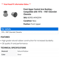 thumbnail image 2 of Front Upper Control Arm Bushing - Compatible with 1976 - 1987 Chevy Chevette 1977 1978 1979 1980 1981 1982 1983 1984 1985 1986, 2 of 2