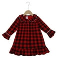 thumbnail image 2 of Coerni Girls' Christmas Sweater Dress Toddler Baby Girls Casual Dress Long Sleeve Red Black Plaid Dresses Kids Christmas Pajamas, 2 of 5