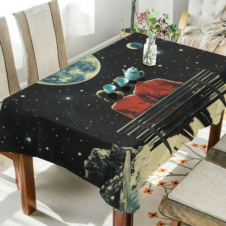 

Yayeee Tablecloths for Rectangular Tables 60 x 120 inch Party Table Cover Red Sitting on The Moon