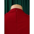 thumbnail image 6 of AURA Plus Size High Neck Beaded Swing Midi Dress Elegant Long Sleeve High Waist African Style, 6 of 10