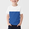 thumbnail image 2 of SGFCWSX Boys T Shirt Summer Short Sleeve Crew Neck Color Block Casual Soft Kids Daily Wear Tee Tops Light Blue Size 7/8, 2 of 7