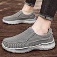 thumbnail image 5 of Mens Canvas Loafers Comfortable Soft Walking Shoes Lightweight Non-slip Driving Shoes Daily Casual Flat Shoes Gray 11.5 US, 5 of 7