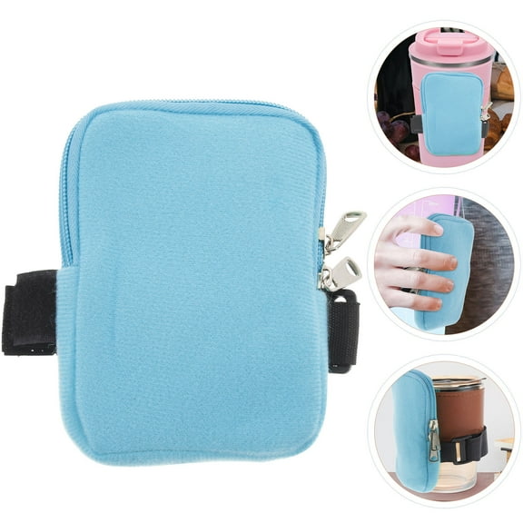 CIMAXIC Crossbody Water Cup Storage Bag Water Bottle Pouch Canvas Blue 1Pack
