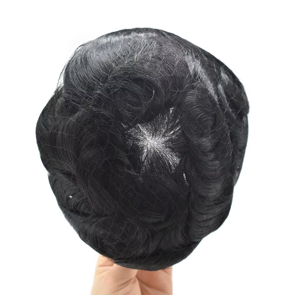 LYRICAL HAIR Mens Wigs Lace Front Toupee Hair for Men Thin Skin Men's Hairpiece Bleached Knot 7X10 #1B