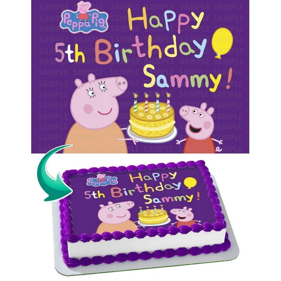 Peppa Pig 3 Edible Cake Image Topper Personalized Picture 1/4 Sheet (8"x10.5")