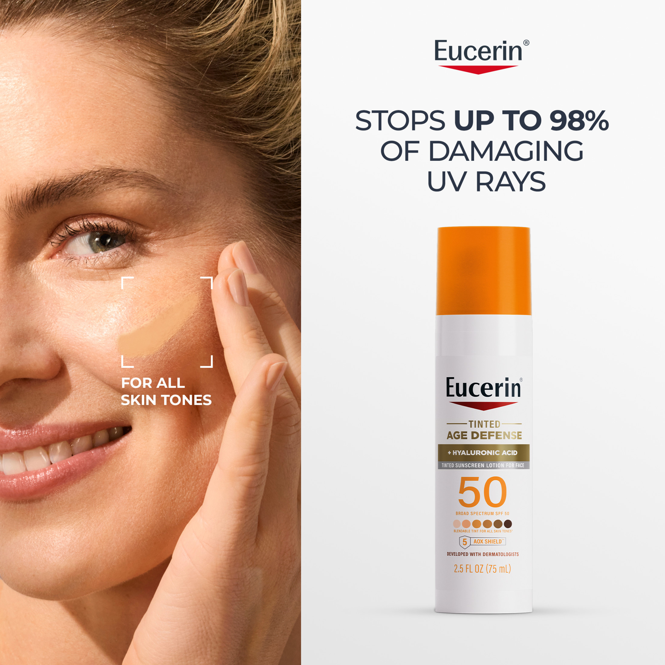 Eucerin Sun Age Defense Tinted Face Sunscreen SPF 50, 2.5 fl oz photo 5