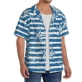 thumbnail image 2 of Balery Ocean on Striped Camisa Casual de Manga Corta con Botones para Hombre, Texturizada, Estilo Cubano, para Playa, Verano-Small, 2 of 5