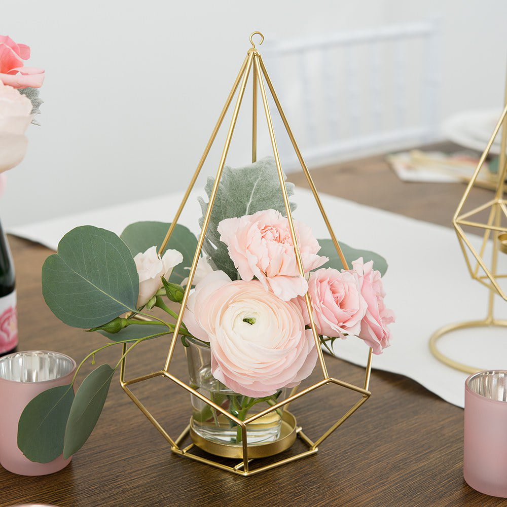 Tall Gold Geometric Candle Or Flower Centerpiece