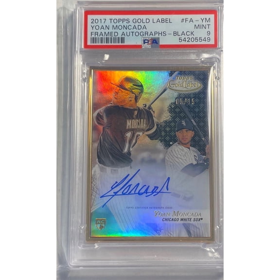 Graded 2017 Topps Gold Label Framed Autographs Black FA-YM Yoan Moncada PSA 9