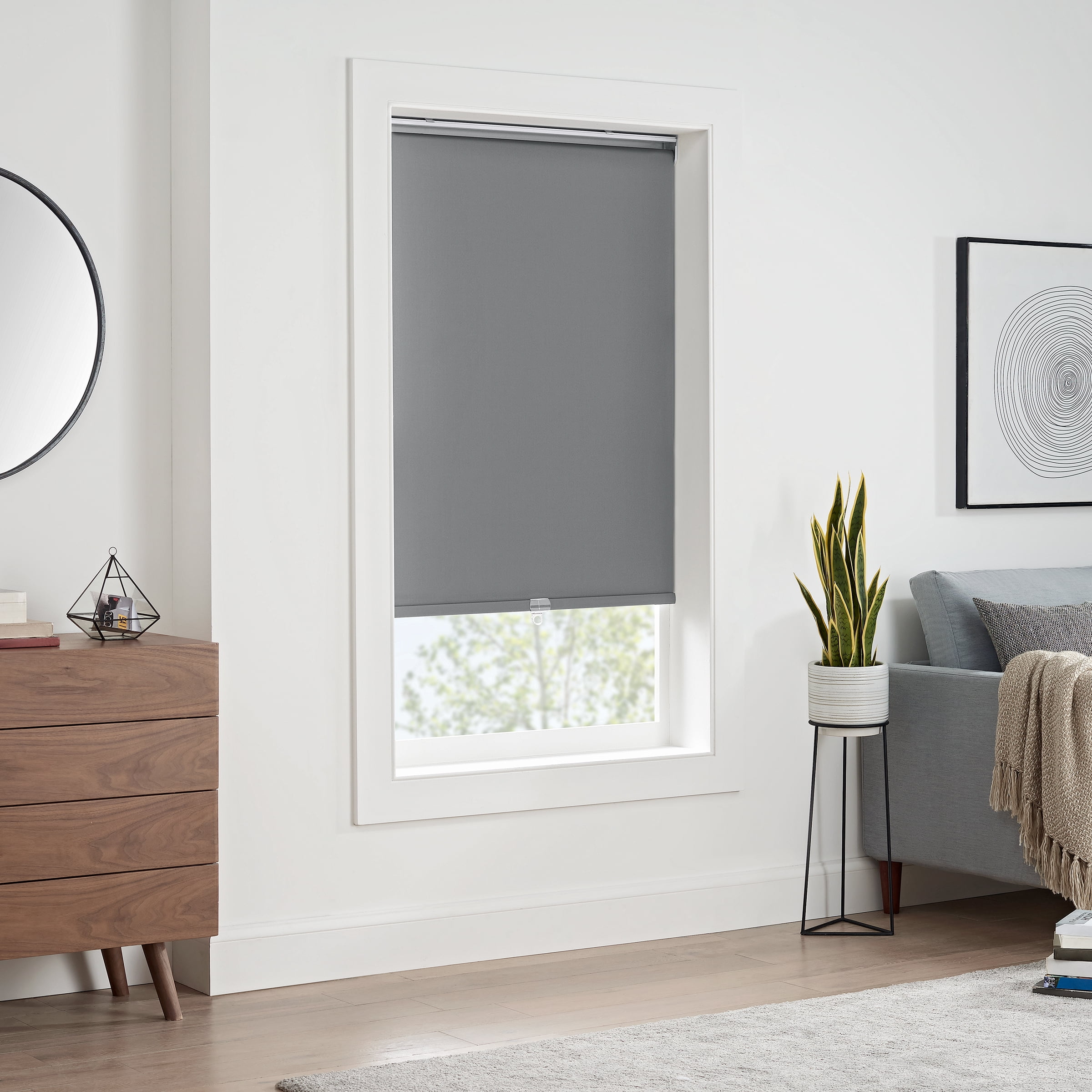 Eclipse Arbor Solid 100% Total Blackout Cordless Roller Shade 48x72 - Grey