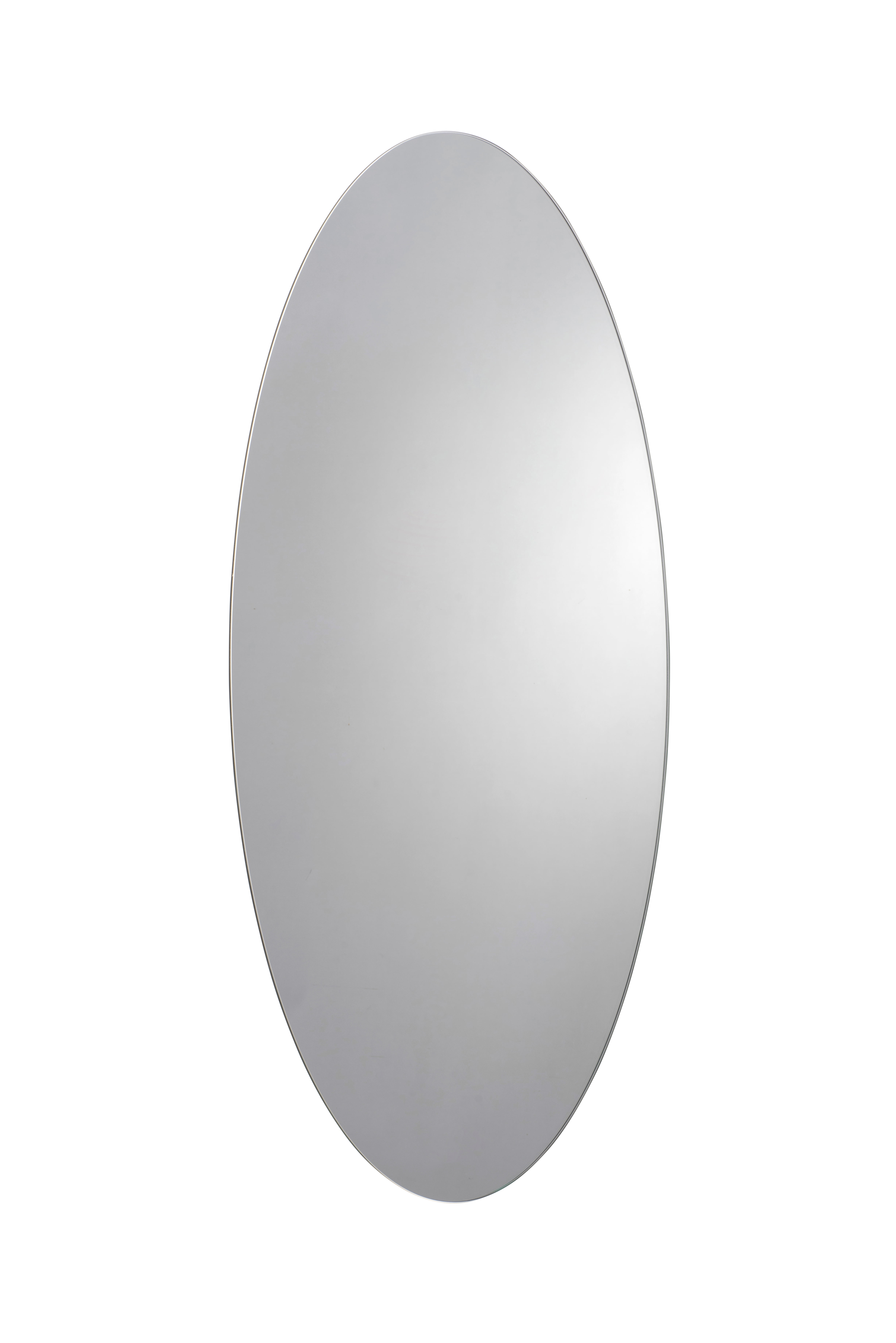 Croydex Belham Hang n Lock Frameless Oval Vanity Bathroom Mirror in Chrome (17.7x35.5)