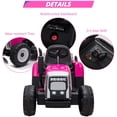 thumbnail image 5 of 12V Kids Battery Powered Electric Tractor with Trailer, Toddler Ride On Car w/Remote Control, 7-LED Headlights, 2+1 Gear Shift, MP3 Player USB Port for Kids 3-6 Years (Rose, 25W/ Tread Tire), 5 of 7