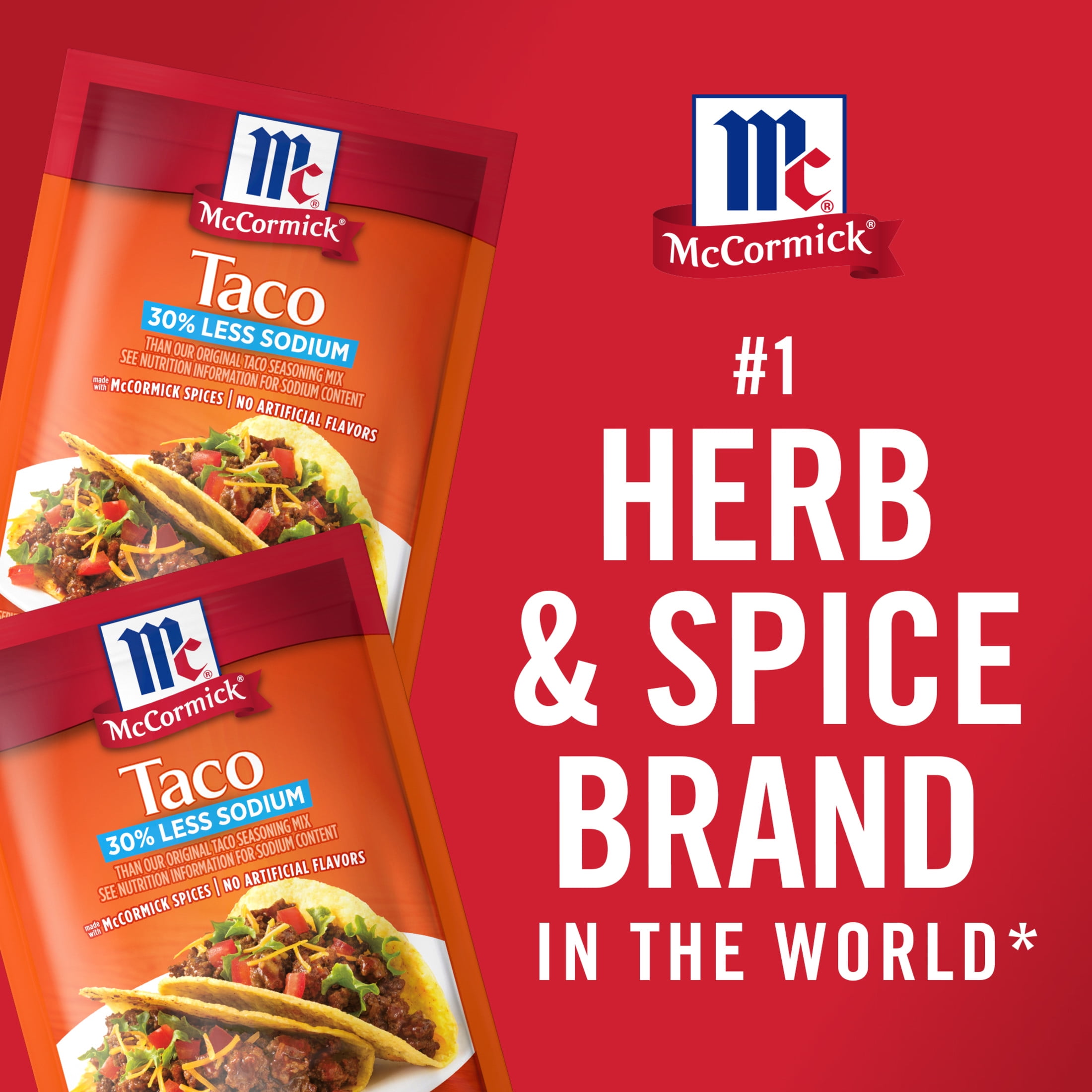 (12 pack) McCormick 30% Less Sodium Taco Seasoning Mix, 1.0 oz Packet