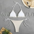 thumbnail image 4 of Wyobmus Women's Triangle Bikini Set String Swimsuit Printed Tie Smocked Ruched Two Piece Bathing Suit With Chest Pad A-White, 4 of 7