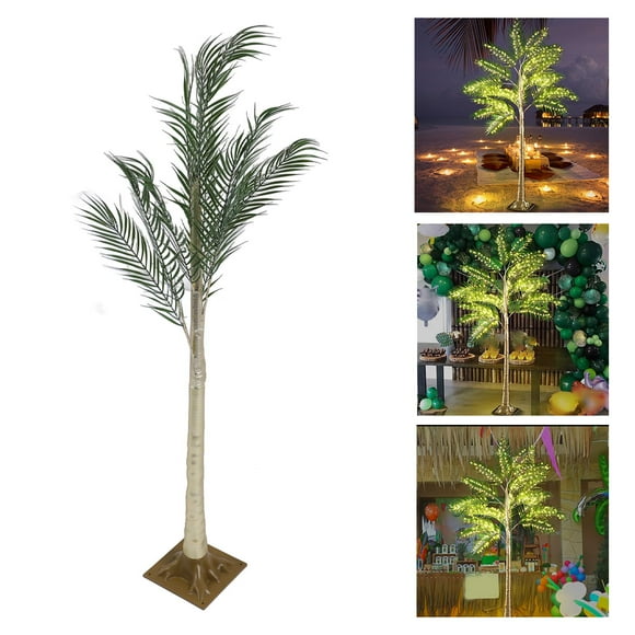 Lighted Fake Palm Tree, Energy Efficient Artificial Lighted Palm Tree US Plug 110V For Poolside