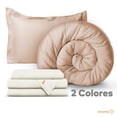 thumbnail image 4 of Set de 5 Piezas Edredón Acolchado y Sábanas Individual Dreamlab, Colcha para Cualquier Temporada, Hipoalergénica, Color Rosa Palo, Color Marfil, 4 of 9