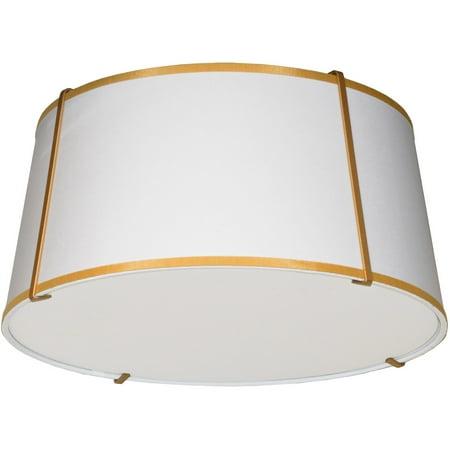 

Gold Tone Finish Flush Mounts 16 Wide White Shade Fabric Material 3 Light Fixture