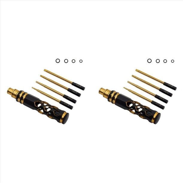 2X Destornillador de Cabeza Hexagonal Juego de Herramientas de Destornillador Hexagonal para Helicóptero Sobre Orugas de Coche Rc 1,5 2,0 2,5 3,0 mm Negro + Dorado