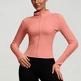thumbnail image 6 of Dwellite Womens Cropped Workout Jackets Full Zip Up Slim Fit Lightweight Athletic Quick Dry Tops with Thumb Holes Watermelon Red XL, 6 of 6