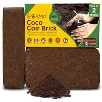 Gro-Med Coconut Coir Bricks, 2-Pack, OMRI Certified, Organic Potting Soil, Enriched with NPK, 20 Quarts