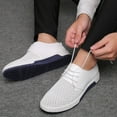 thumbnail image 7 of Santimon Breathable Leather Shoes Men Casual Shoes Non-Slip Sneakers White 10.5 US, 7 of 7