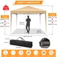 thumbnail image 4 of COBIZI 10x10 Ez Pop Up Canopy Tent, Commercial Instant Gazebo Tents for Parties, Waterproof Adjustable Outdoor Patio Backyard Canopy Party Tent,Khaki, 4 of 10