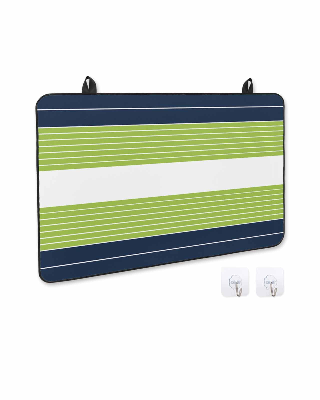nqOlkjepod Large Induction Cooktop Protector Mat 36"x21", Navy Blue Green Stripe Stove Top Covers for Electric Stove, Modern Art Horizontal Striped Stove Burner Cover Mats, Glass Top Stove Cover