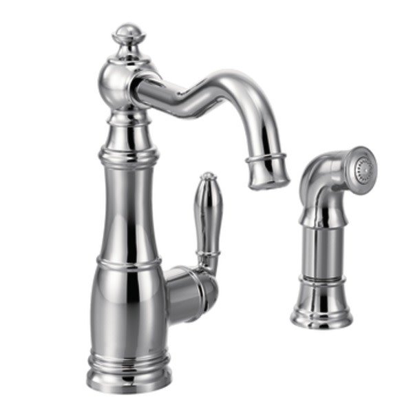 Moen S72101SRS Weymouth LowArc Kitchen Faucet with Side Spray