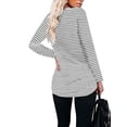 thumbnail image 2 of Uhndy Women Casual Round Neck Blouse Long Sleeve Pullover Loose Comfy Stripe Tunic Shirt-LQ, 2 of 3