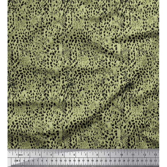 Soimoi Cotton Duck Fabric Leopard Animal Skin Print Sewing Fabric Yard 42 Inch Wide