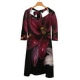 thumbnail image 6 of Dark Lilies Water Drops Beauty Women's Fall Dresses Casual Loose Flowy Swing Shift Dress, 6 of 9