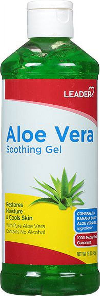 Leader Aloe Vera Soothing Gel, 16 Oz | Moisturizes and Soothes Skin Sunburn  Relief Non-Greasy Formula