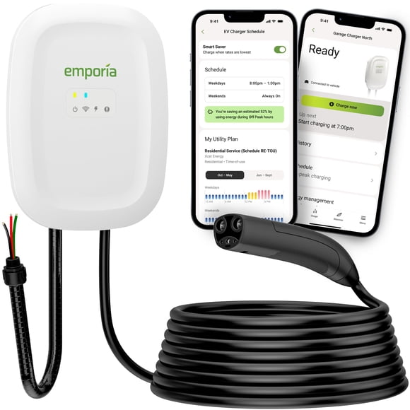 Cargador para vehículo eléctrico EMPORIA Nivel 2 48 A WiFi compatible con NACS