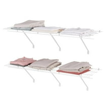 LINJH 2-Packs 4ft x 16in Closet Shelves Wall Mounted White Metal Wire Shelving