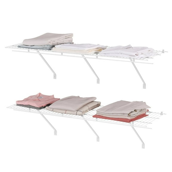 LINJH 2-Packs 4ft x 16in Closet Shelves Wall Mounted White Metal Wire Shelving