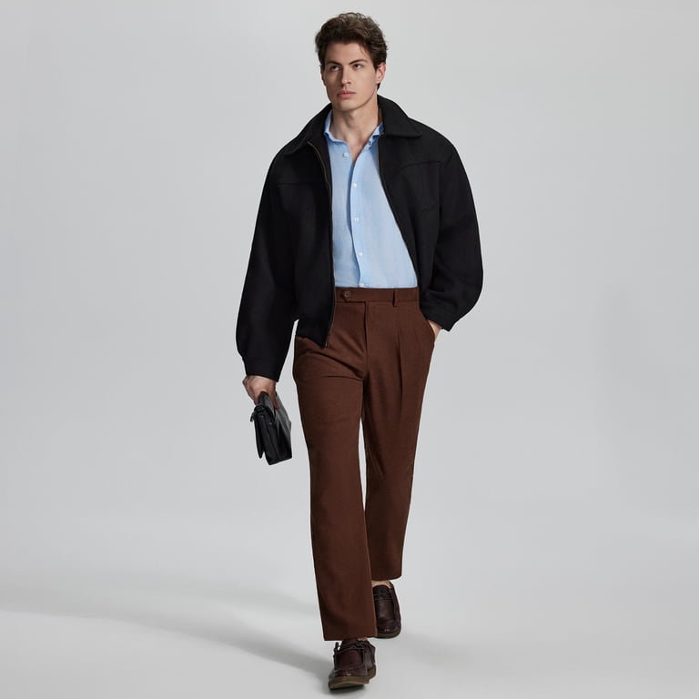 FEDTOSING Pleated Dress Pants for Men Classic Fit 30